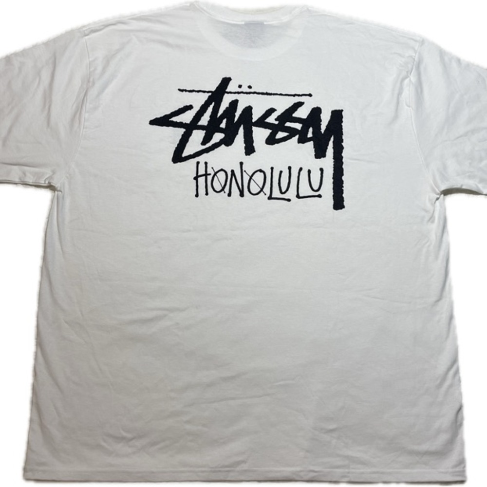 Stussy Honolulu White Tee with Black Logo